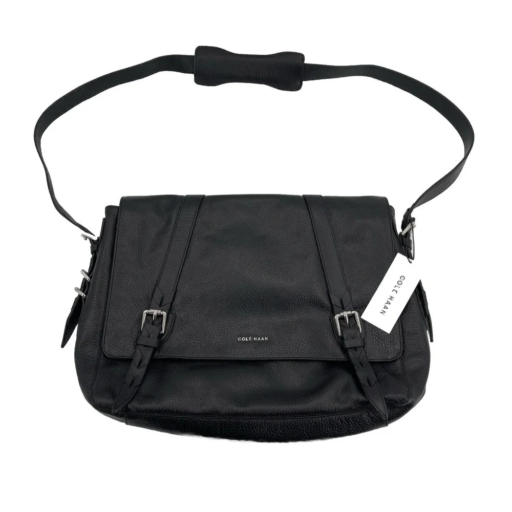Cole Haan‎ Messenger Bag Black Pebble Leather CHRM11002 Storage Cover